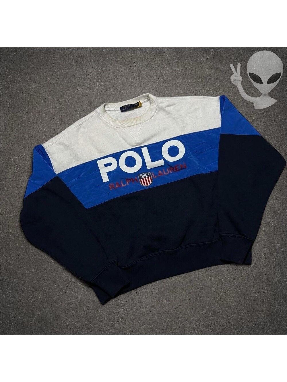 Polo Ralph Lauren Fleece Crewneck Sweatshirt Womens S Colorblock 1967 Shield